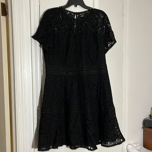 Worn once, woman’s size 16 black lace cocktail dress